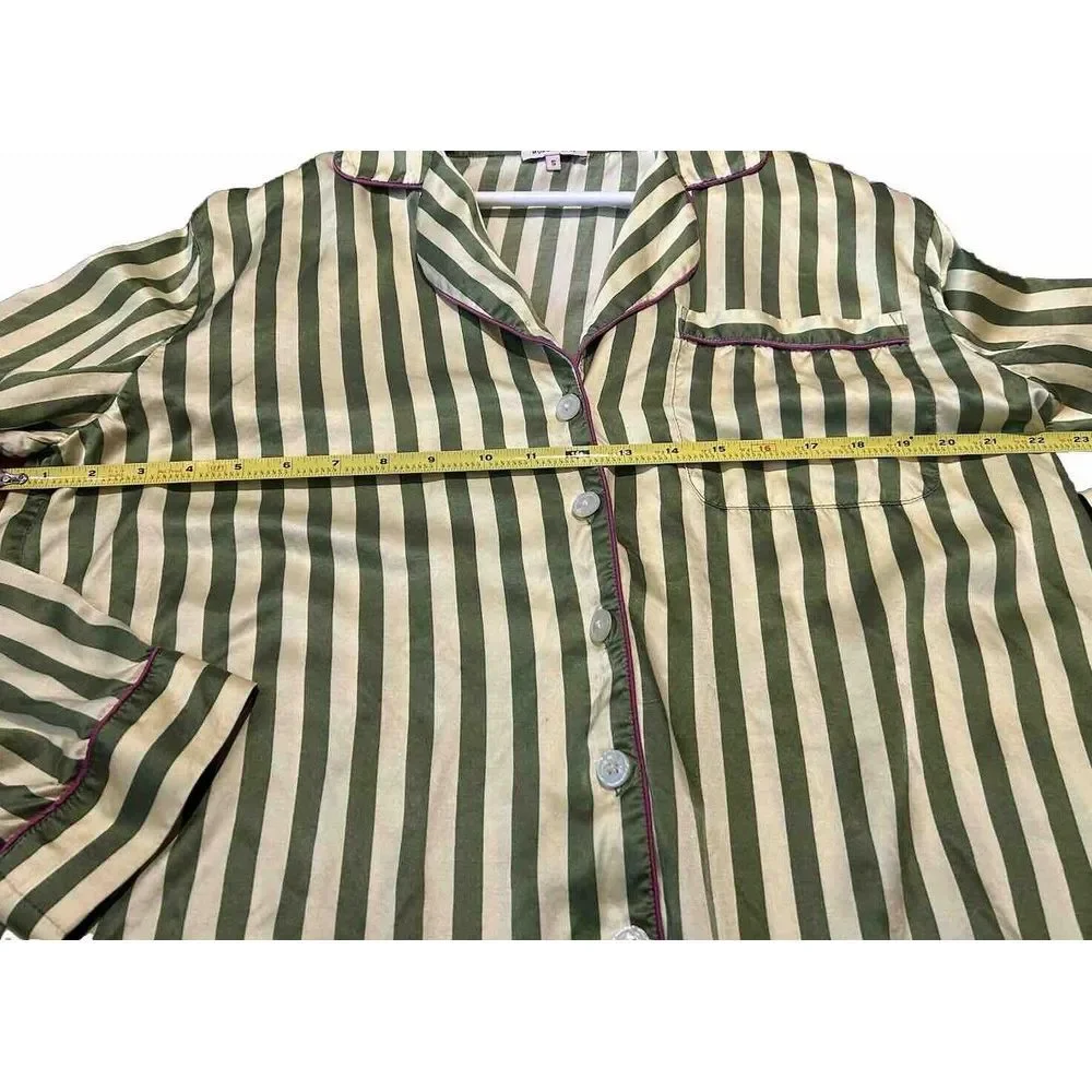 Morgan Lane Katelyn Sleep Shirt Top‎ Silk Blend Button Up Sz Small Anthropologie